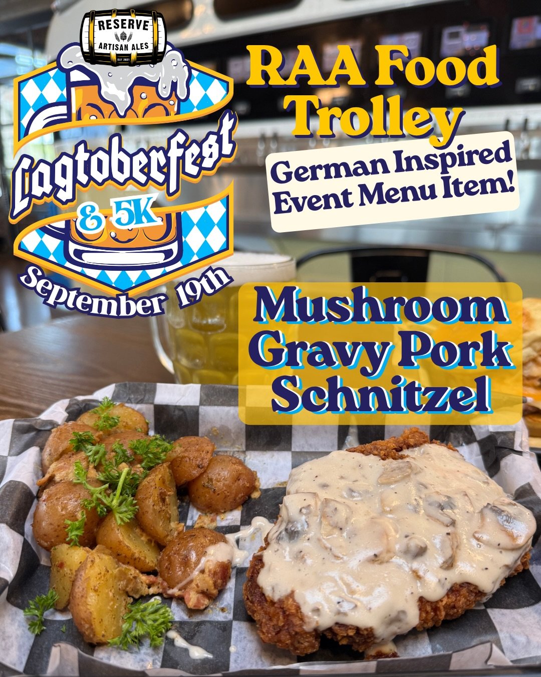 🇩🇪 ONE WEEK AWAY! 🍽️ SWIPE to see the RAA food trolley German inspired menu items for our annual LAGTOBERFEST &amp; 5K next Saturday Sept. 19th! Food is served starting at 11am! 🕚 Grab these items as they last! Festival entry is FREE! 🆓 
🏃&zwj;