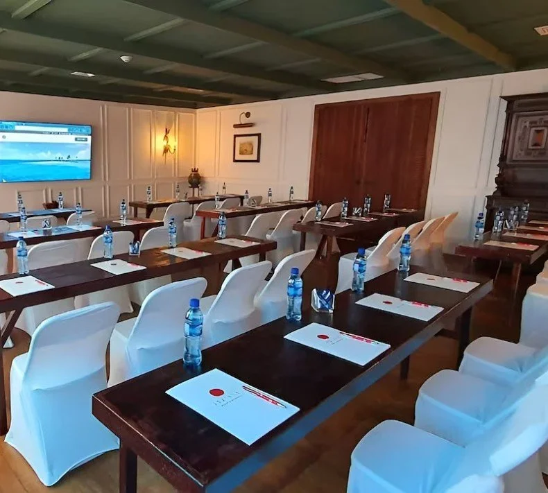 Air-conditioned meeting space at Itz'ana Resort where the CE teaching mornings are held