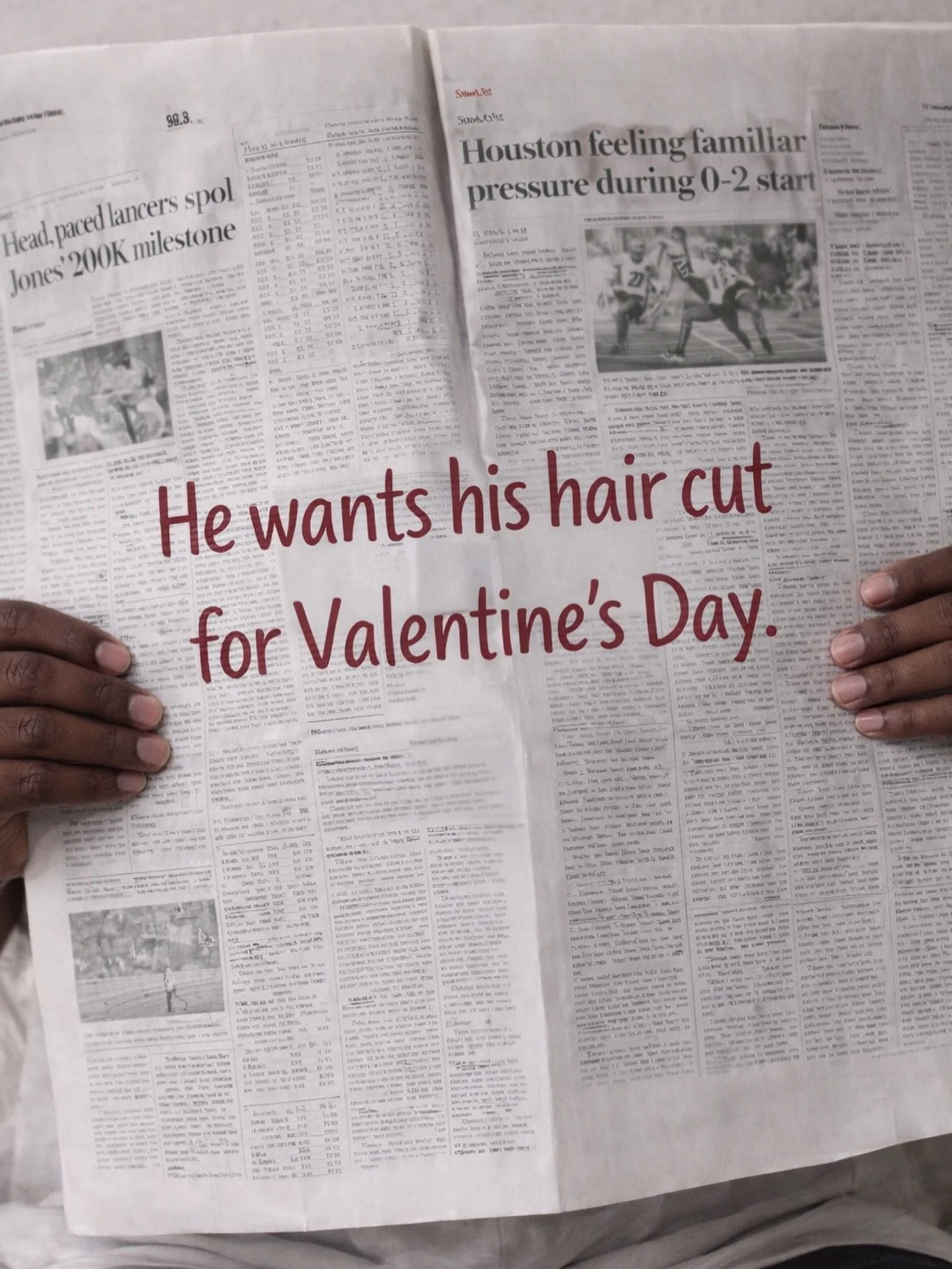 He wants his hair cut for Valentine&rsquo;s Day. 💕
So book the appointment &amp; stop playing with him 😌✂️

#ValentinesDay #FreshCut #GroomingSeason #HeWantsItAll