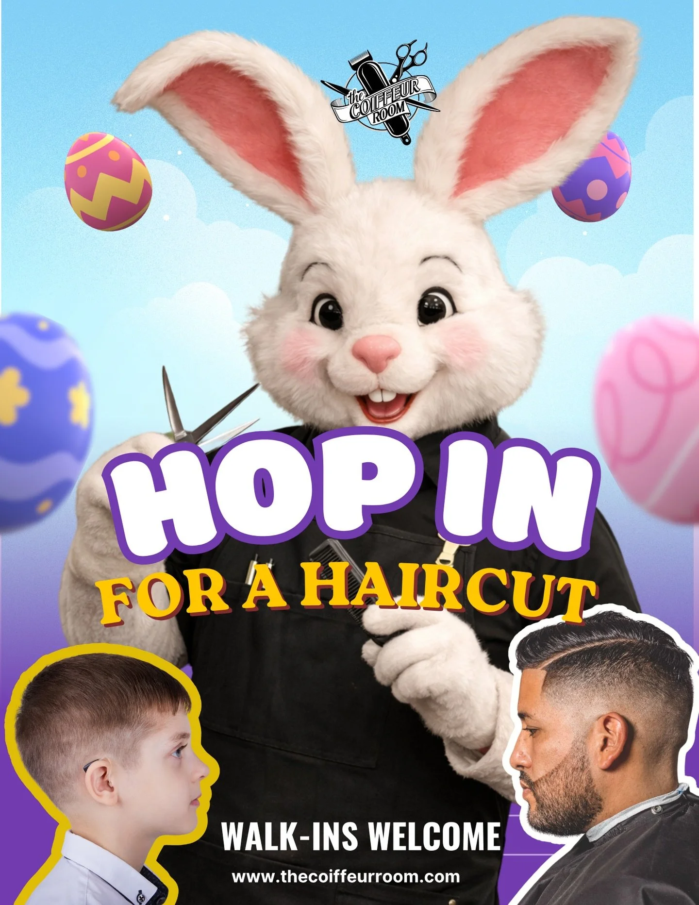 🐰✂️ Don&rsquo;t wait&hellip; HOP IN for a fresh new look! 

This Easter, let us give you a cut that&rsquo;s egg-stra sharp 🥚🔥 
From clean fades to kid-friendly styles we&rsquo;ve got every bunny covered. 

🚶&zwj;♂️ Walk-ins welcome 
📍 16427 W. L