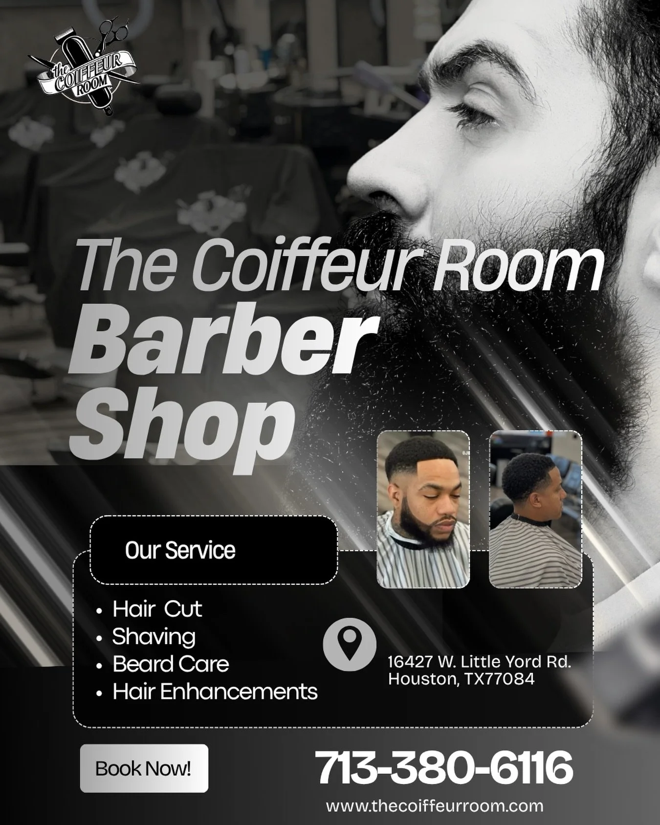 Get cleaned up, lined up, and ready for whatever the weekend brings.
From fresh fades to sharp beards we&rsquo;ll get you right.

📍 The Coiffeur Room 
📞 713-380-6116

Pull up now&hellip; your weekend starts in the chair.
 #HoustonBarber #BeardGame