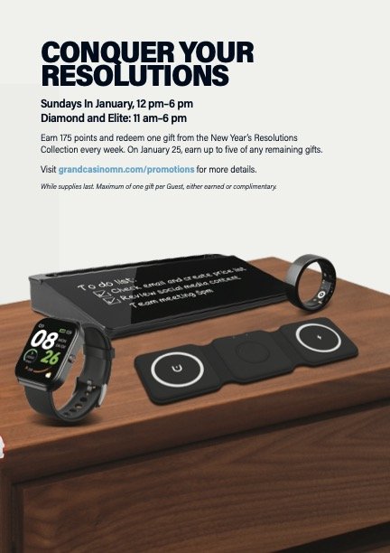 Grand Casino Hinckley Gazette Page 3, main gift giveaway.