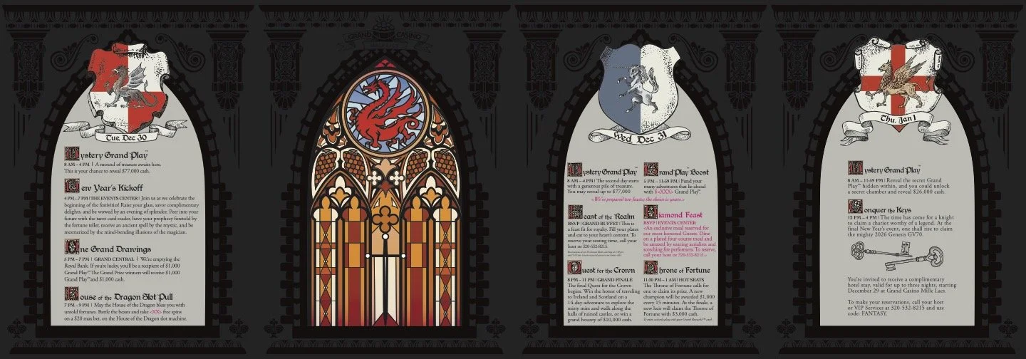 This is the back side of the invitation. Mille Lacs has a significantly shorter "celebration period" than Hinckley, since it's Grand Casino's smaller property. 