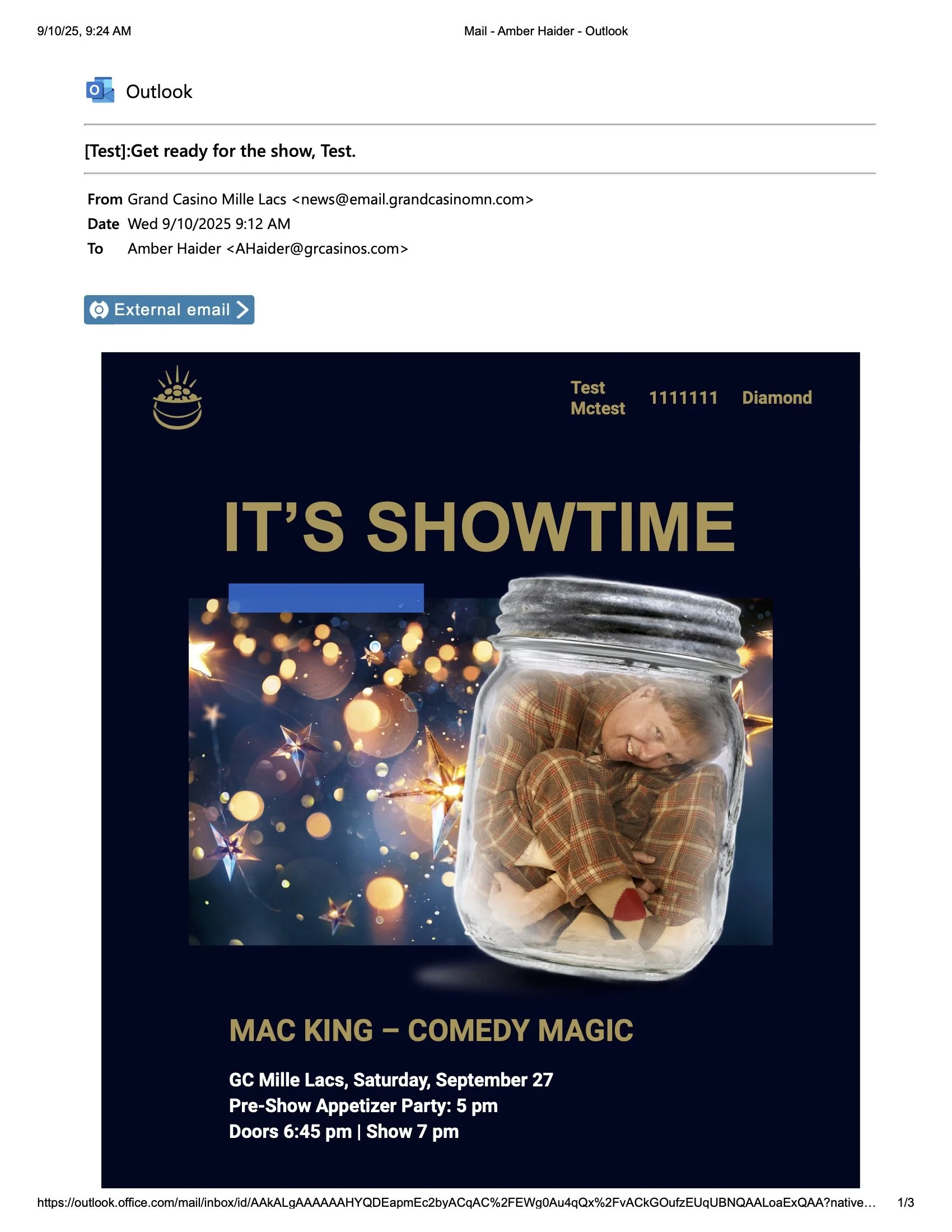 VIP Magic Show Invitation email - part 1