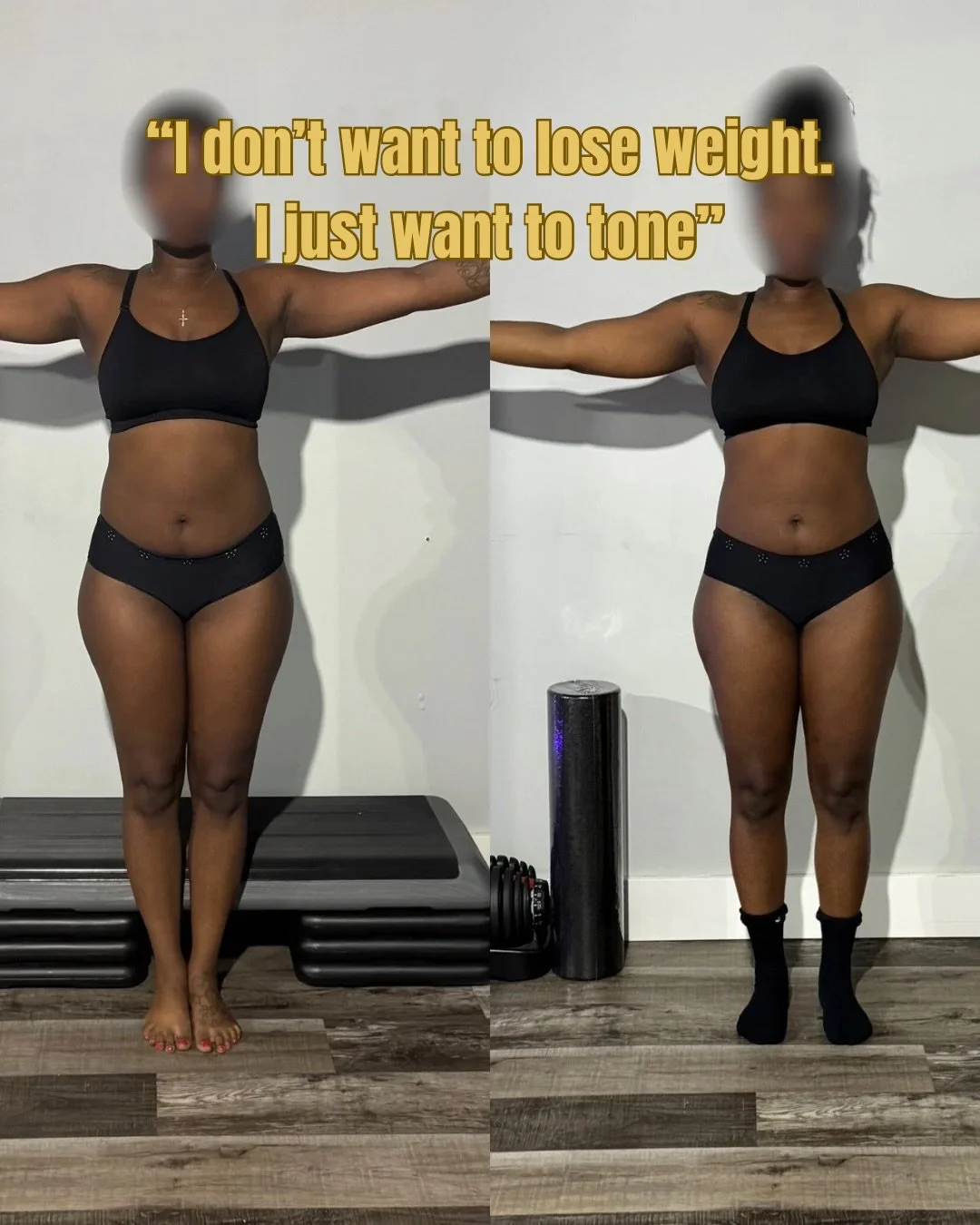 &ldquo;I don&rsquo;t want to lose weight. I just want to tone.&rdquo;

&ldquo;Tone&rdquo; = muscle + lower body fat percentage.

She built muscle 💪🏽 Strength training + consistency. 

Client approved to share 💜 

#personaltrainer #clienttransforma