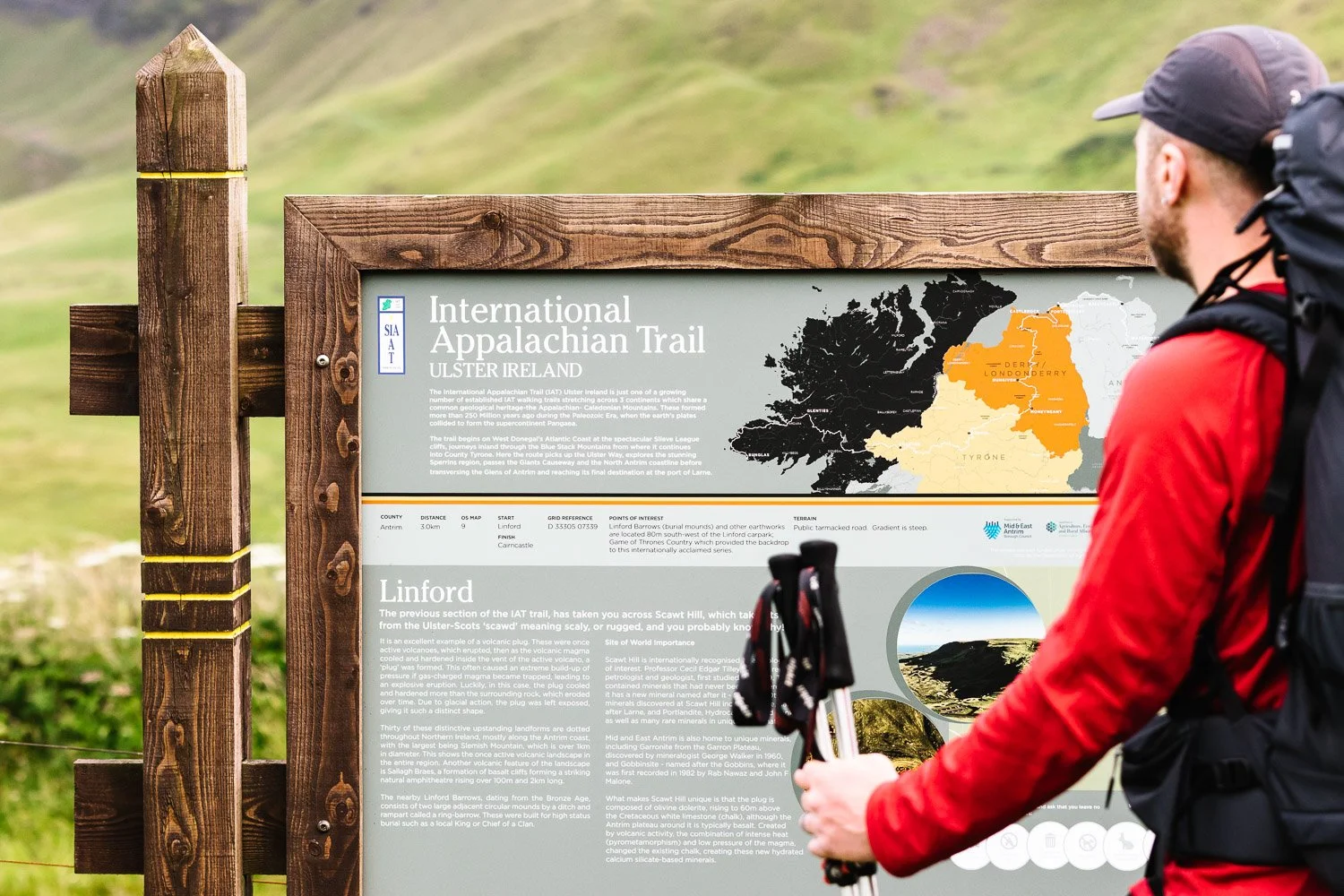 Trail signage at Linford in the Antrim Hills