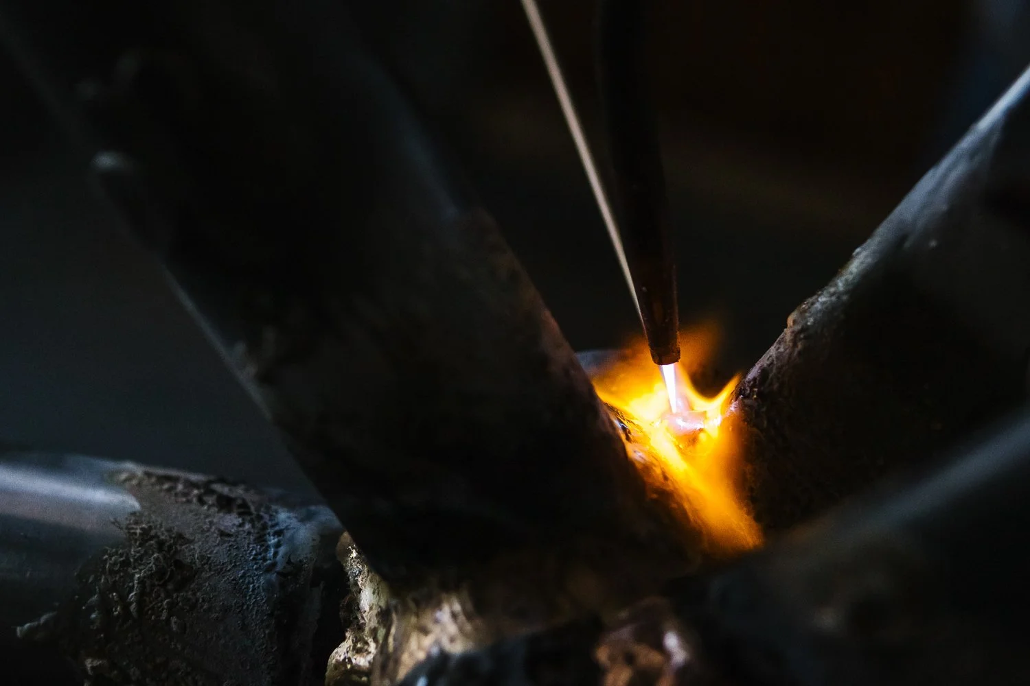 Frame builder Owen Byrne from Donard Bikes bronze brazing