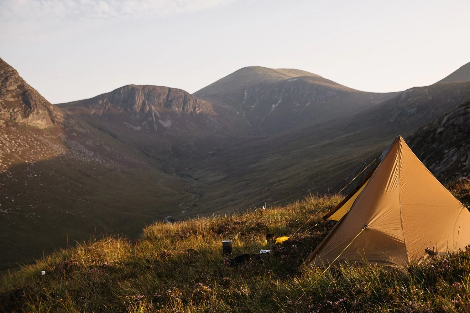 Lanshan 1 tent pitched on Hare's Castle in the Mournes