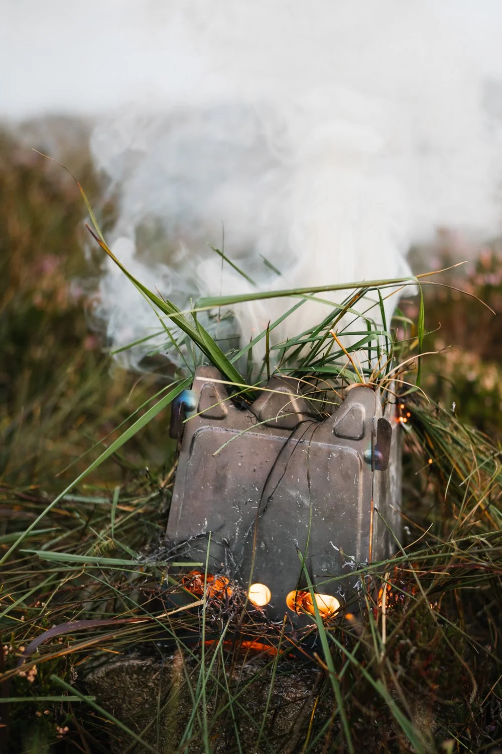 A small smoky camp fire