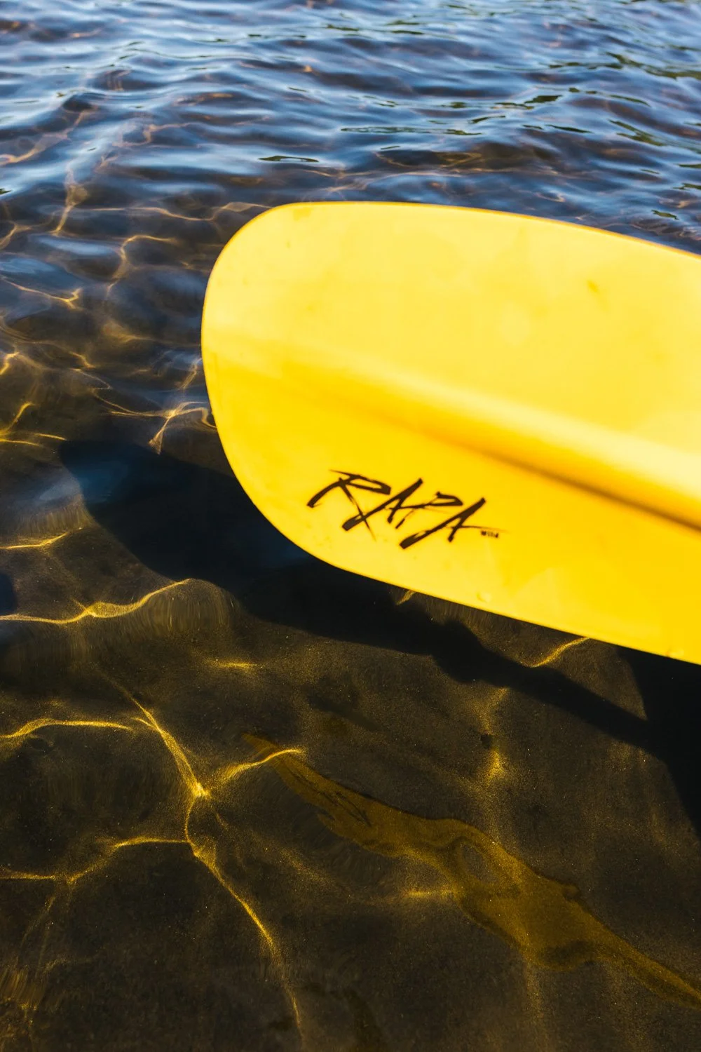 Packrafting paddle detail on Lough Neagh