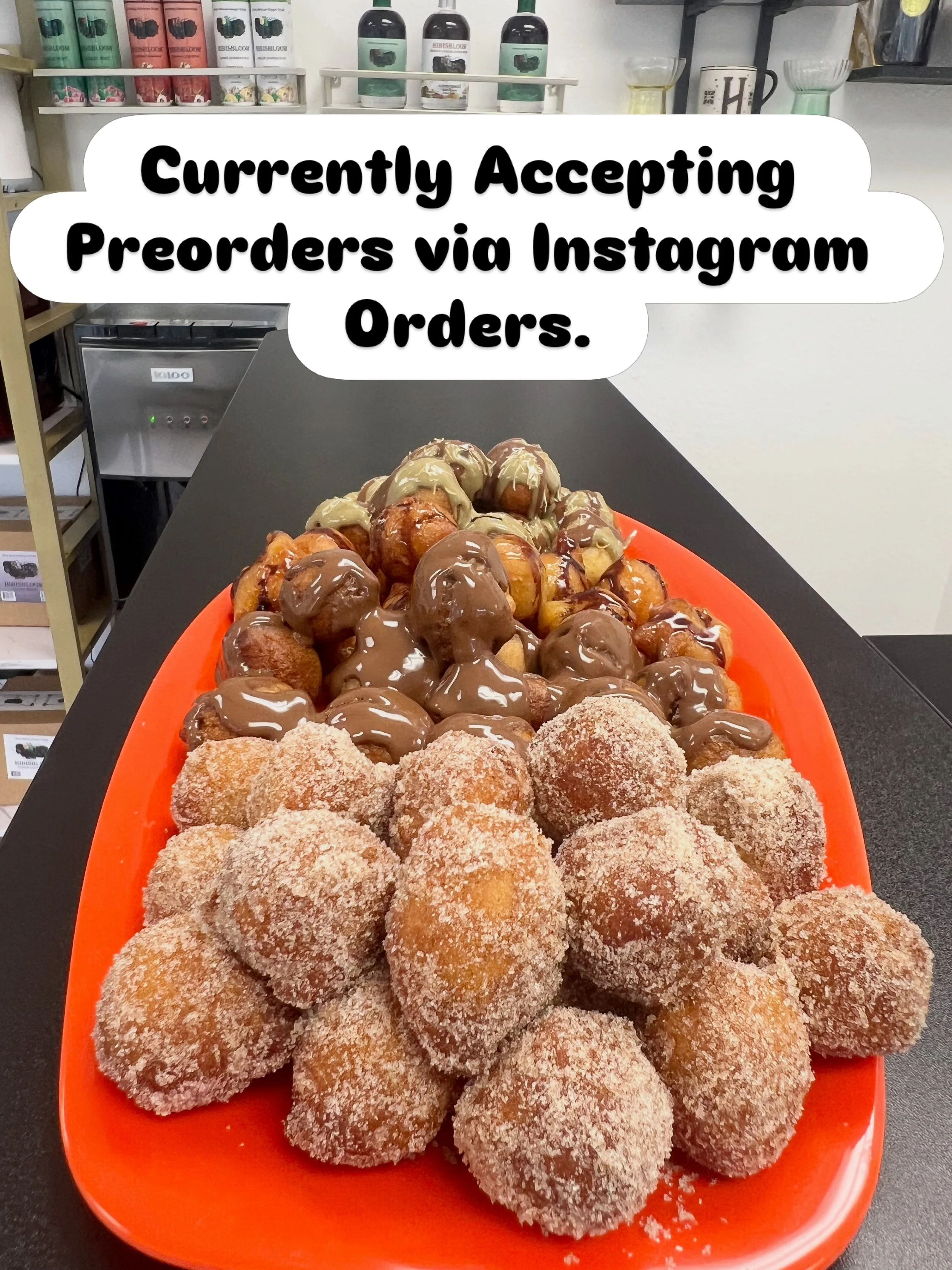 Vegan Beignets Sampler for just $15 for mini and $18 for large. 

Pick up only Tigard Cart on Broadway by the Broadway Furniture Store on Pacific Highway. We are open from 1030am to 630pm. Tues through Saturday. #veganfood #pdxeat #gfpastry