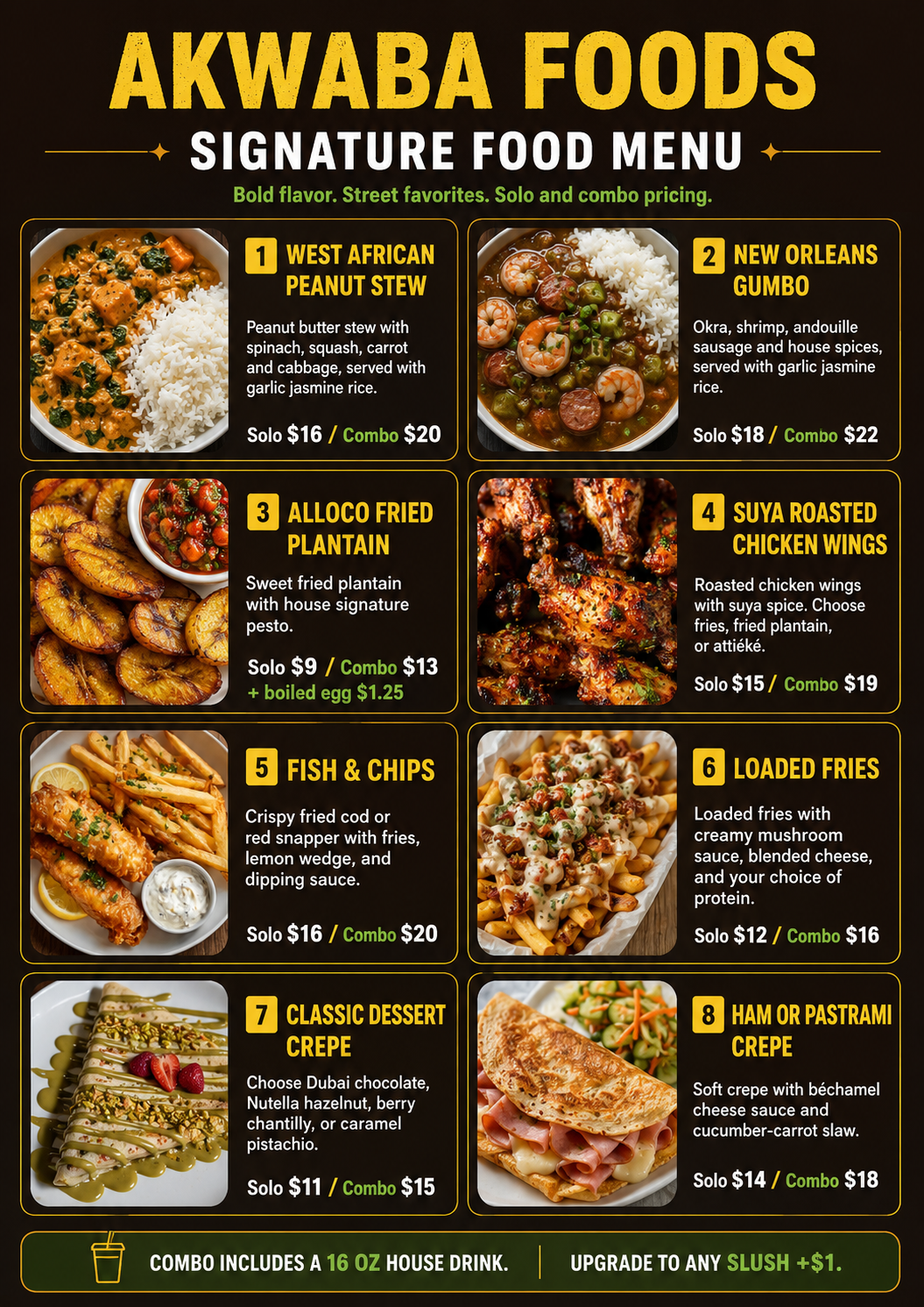 FOOD MENU FROM THE POD