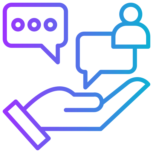 Hand holding a smartphone with speech bubbles above, depicting messaging or communication.