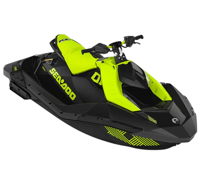 En Sea-Doo jetski i svart og neon gul.