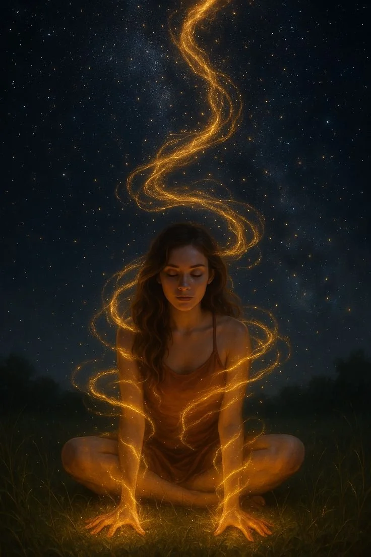 A woman sitting connecting on her medicinal journey