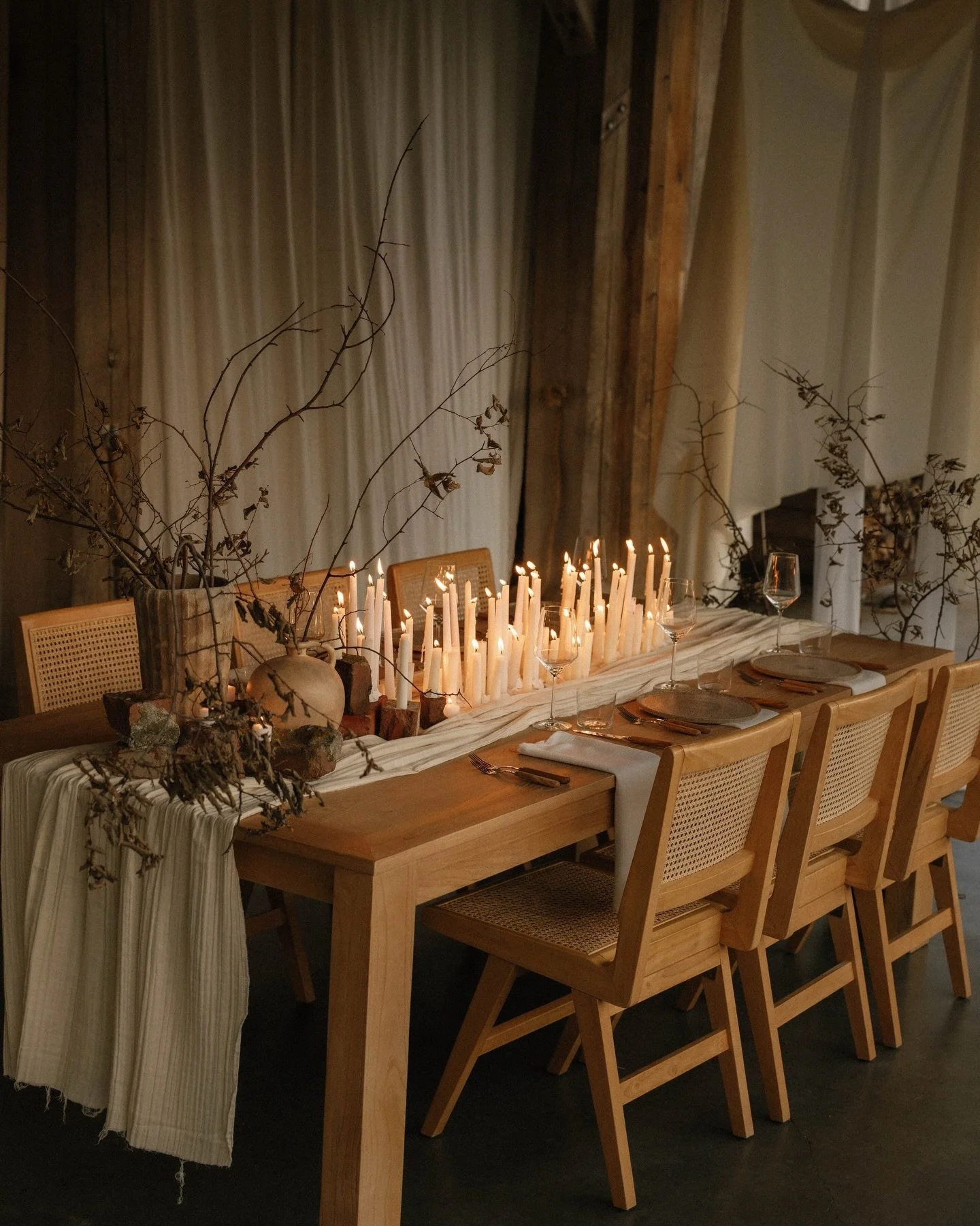 An exploration of fire- flickering light, layered warmth, and a sense of quiet intimacy. A candlelit dinner designed for @laurenledbetter&rsquo;s Elements of Brand. 

Join us April 23rd + 24th for a two-day immersive brand workshop. Limited seats ava