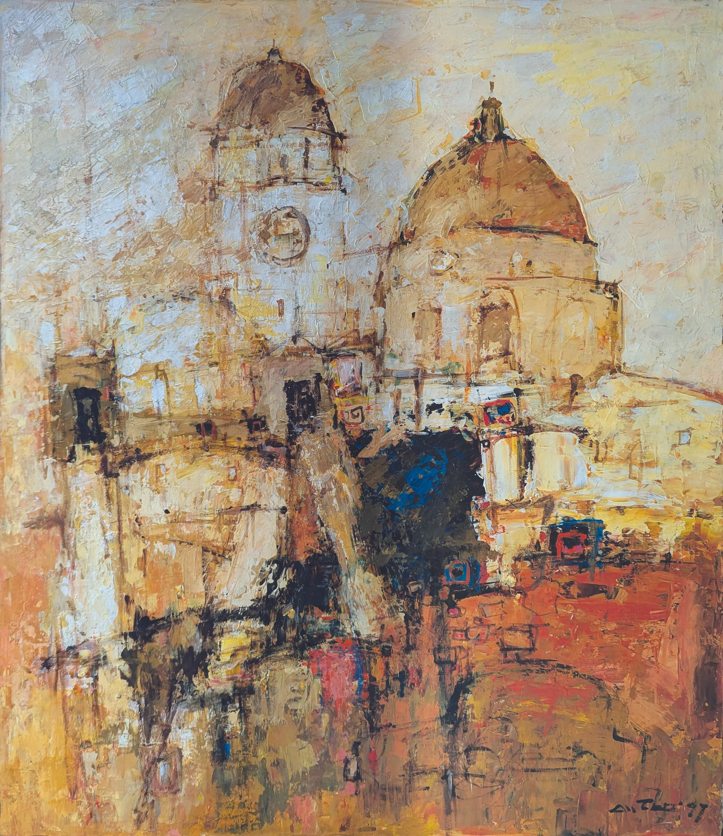 Singapore Landmarks, acrylic on canvas, 102x86cm, 1997