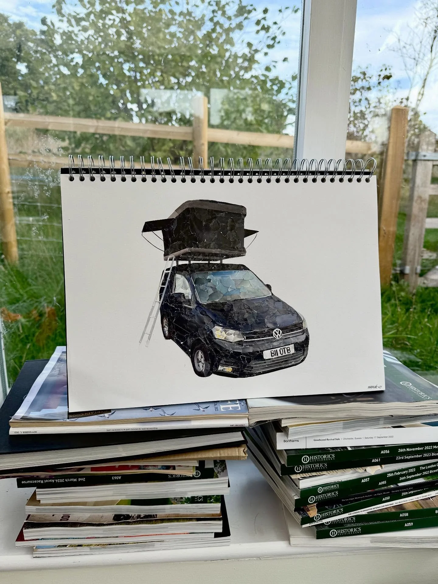 VW Caddy Commission complete for @vdubs_uptown and ready for framing. Placed on the huge amount of catalogues and materials it takes for this single piece