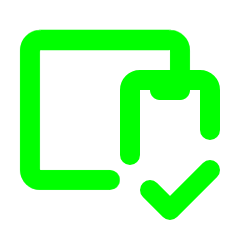 Icon of a box with a checkmark.