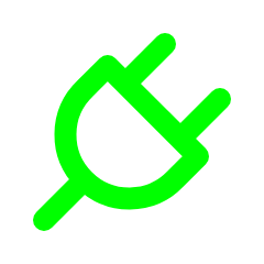 Green power symbol on black background