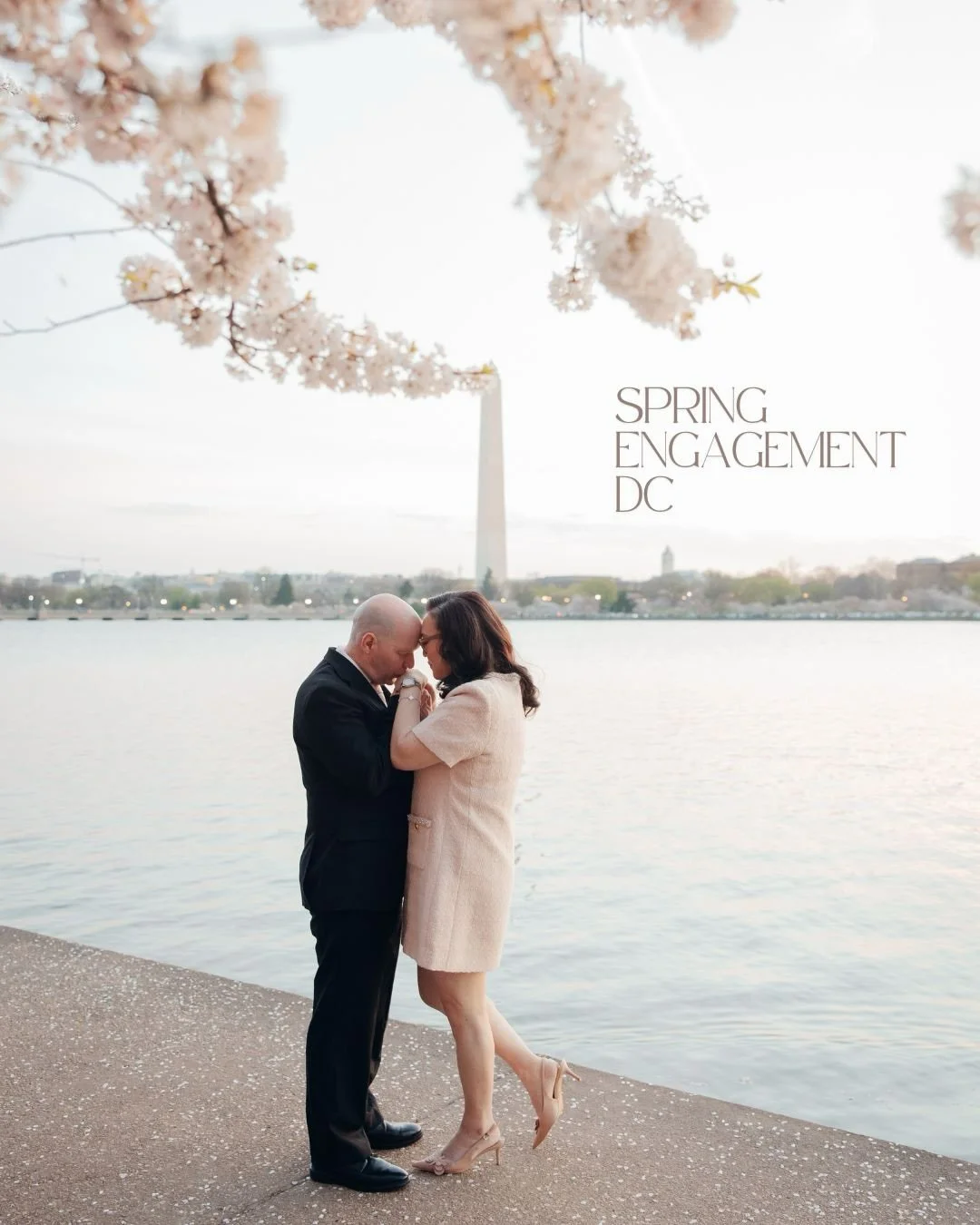They said yes as the city woke up 🌸 
At sunrise in DC, with the monuments standing timeless in the background and cherry blossoms softly framing every moment, their love felt both powerful and peaceful. Golden light, quiet streets, and petals drifti