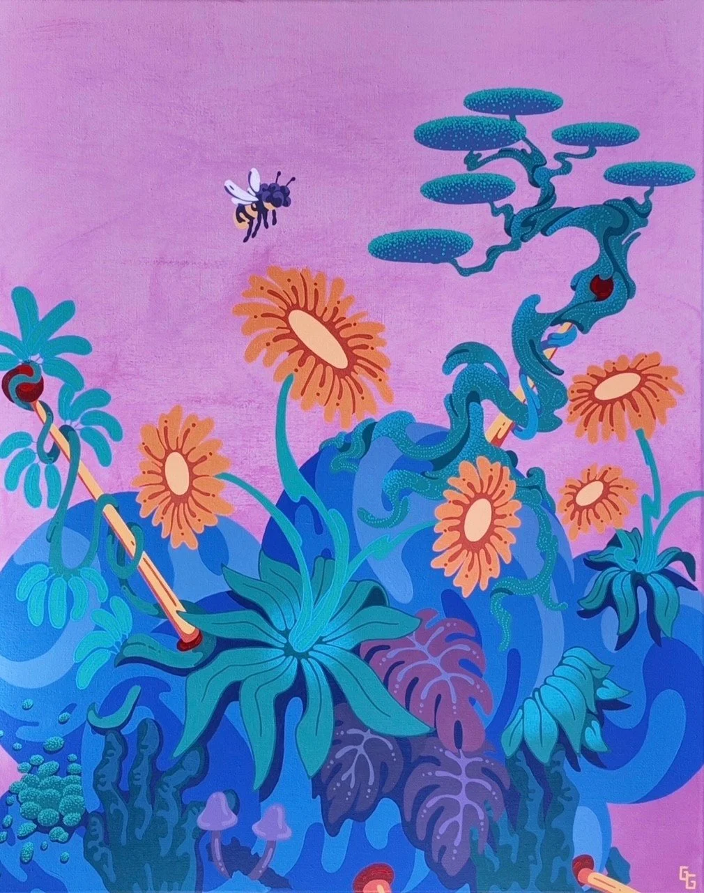  Bubble bee  2025 acrylic on canvas  80 x 100 cm