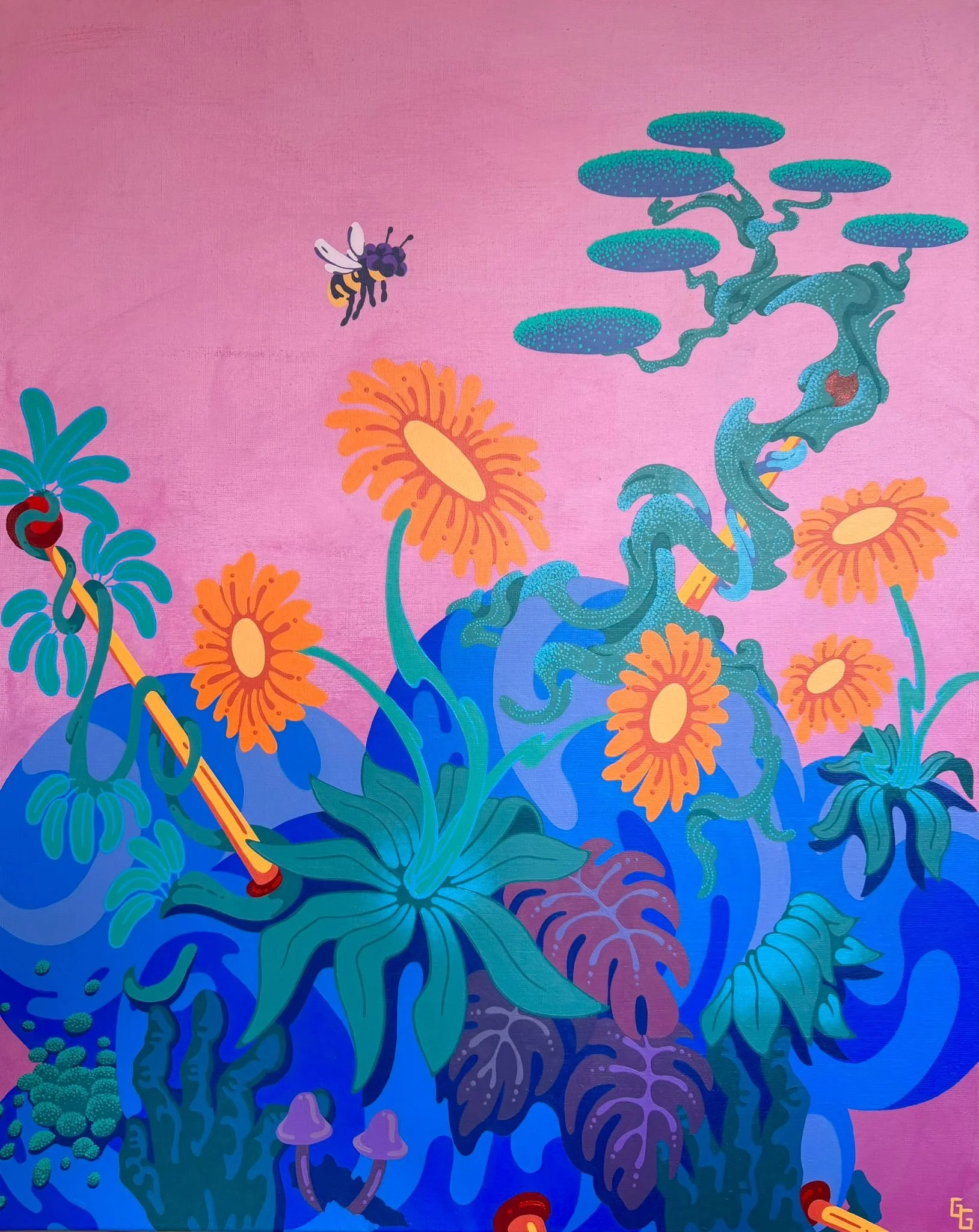  Bubble bee  2026 acrylic on canvas  80 x 100 cm