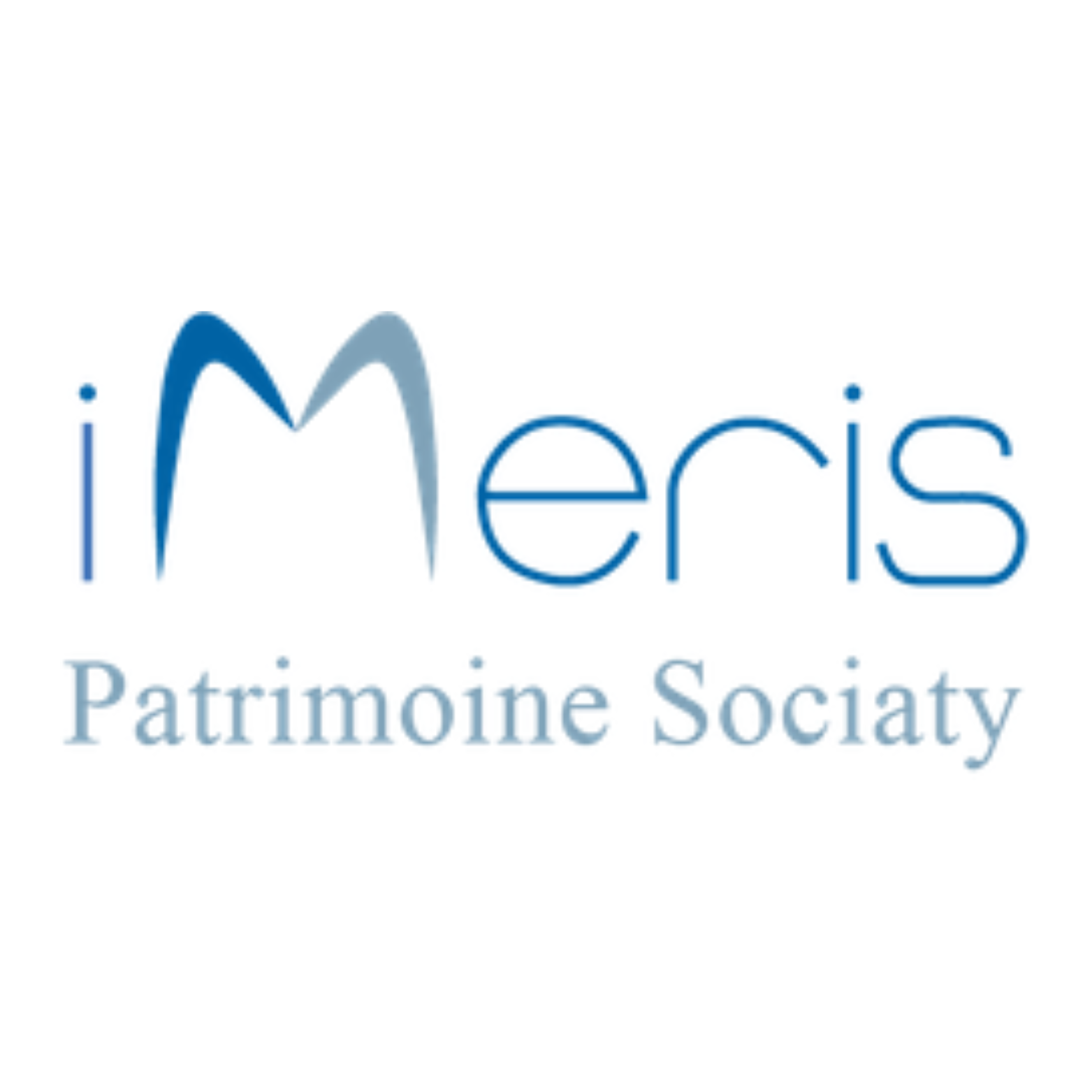 Logo de la société iMeris, incluant le nom de la société et le slogan "Patrimoine Society".