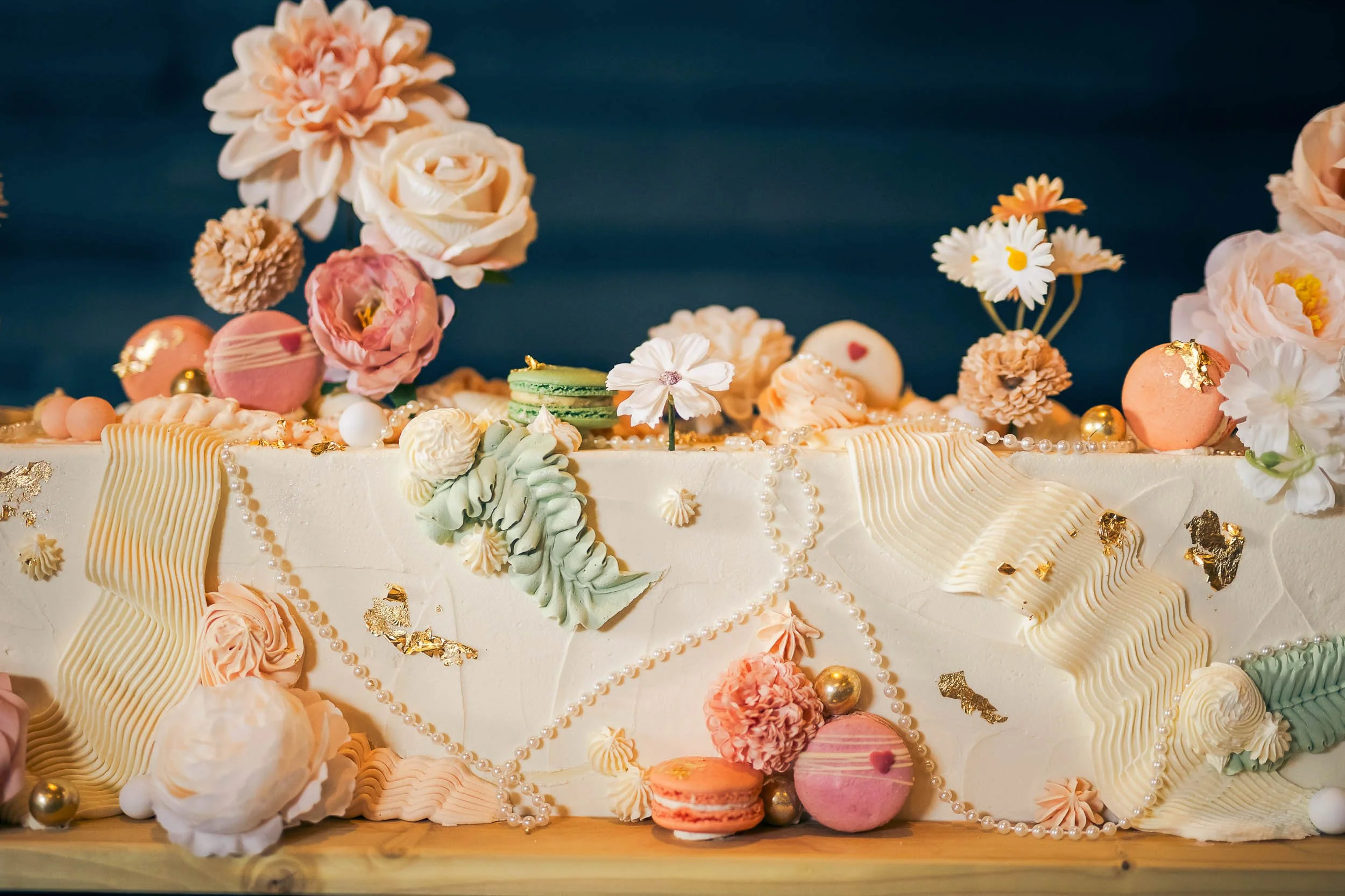 A beautiful wedding cake designed for a styled shoot.