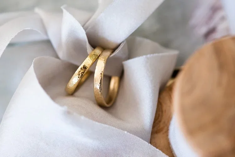 Hammered gold rings by Nikki Stark jewellery.