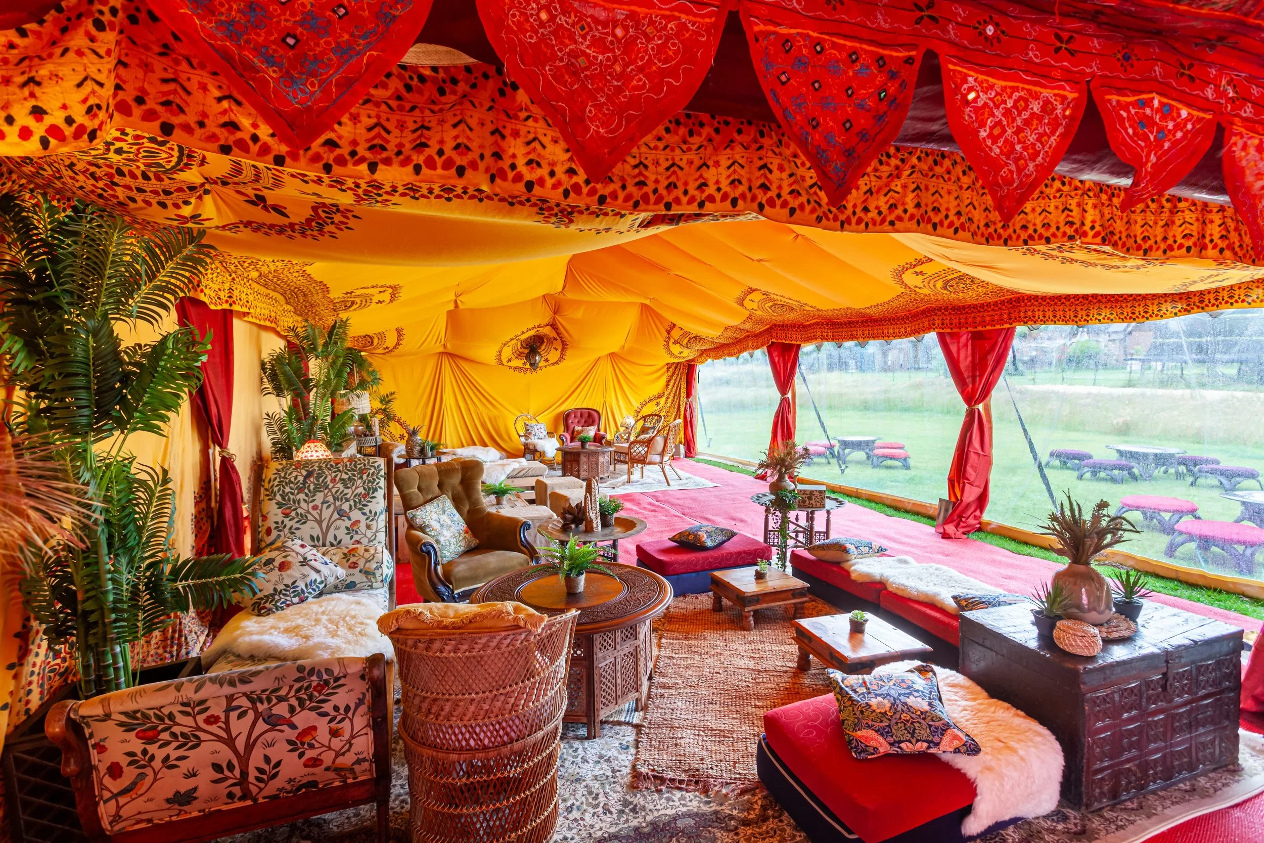 Luxurious Middle Eastern–inspired lounge perfect for weddings, parties, and cultural celebrations