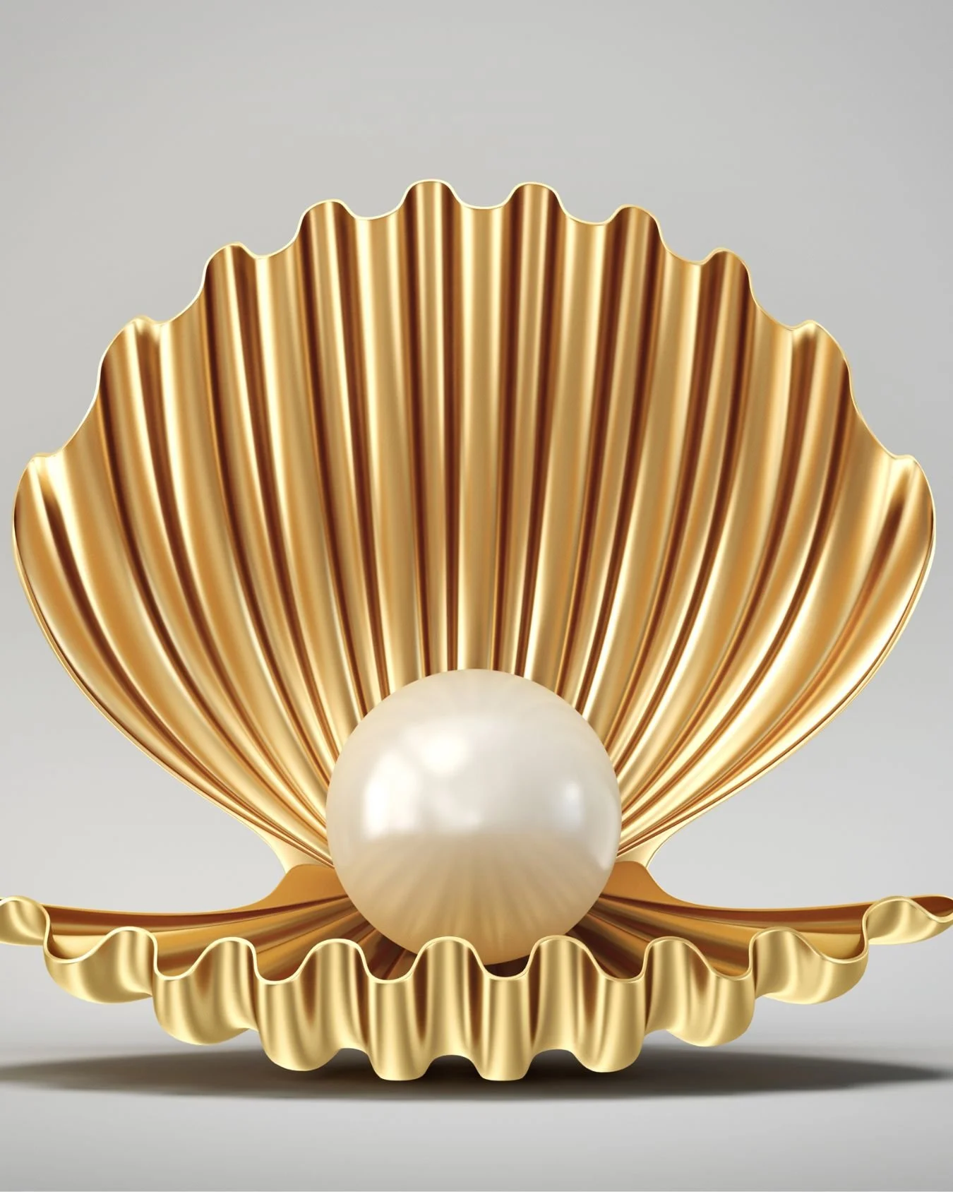 A giant pearl in a golden shell.