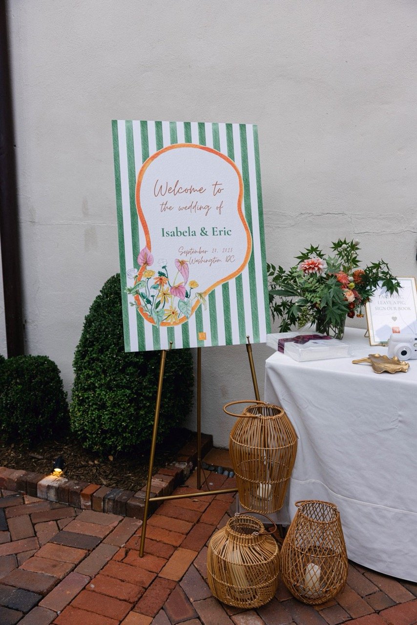 A stripey welcome sign by Bruna Andrade: Studio | Book of Love Directory — Make New Traditions