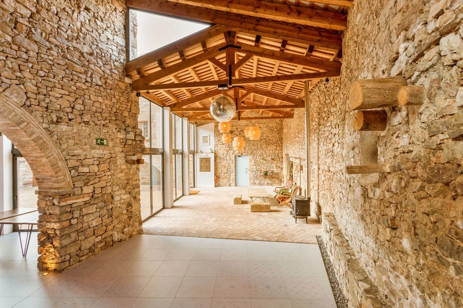 Modern and rustic interior details inside 'This Must Be The Place, Barcelona.