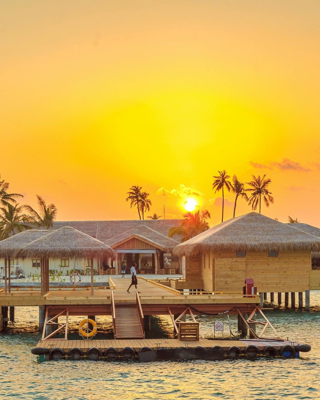 A yellow sunset in The Maldives.