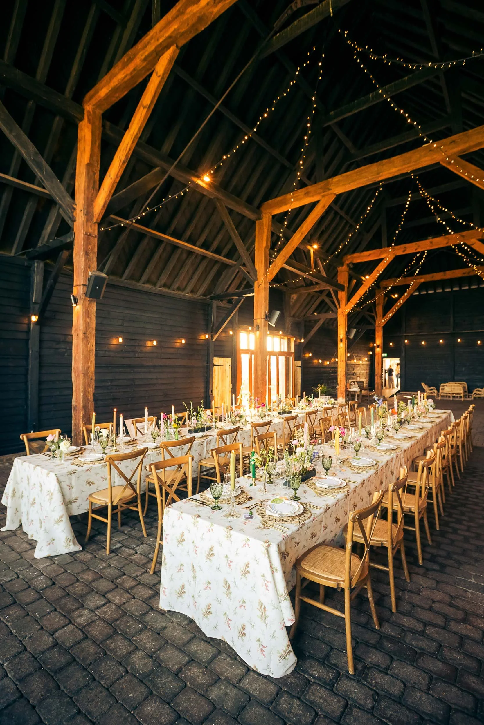 A pretty barn wedding set up at Elmley Nature Reserve.