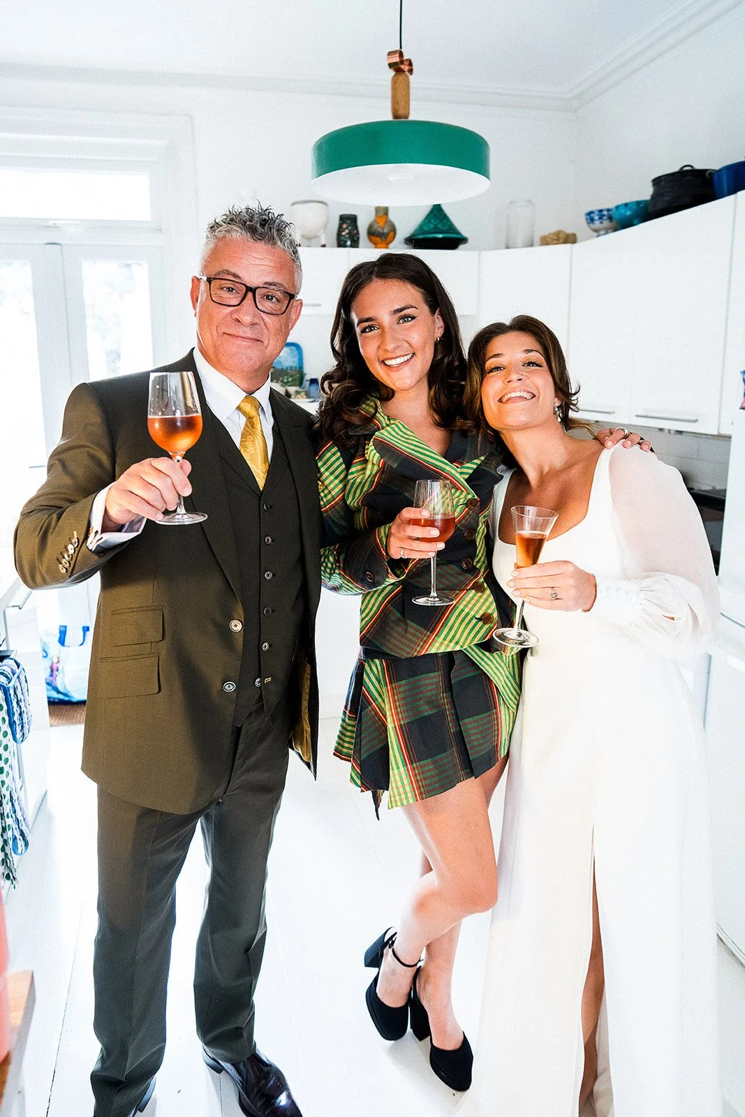 A bride and her family on the morning of her wedding.