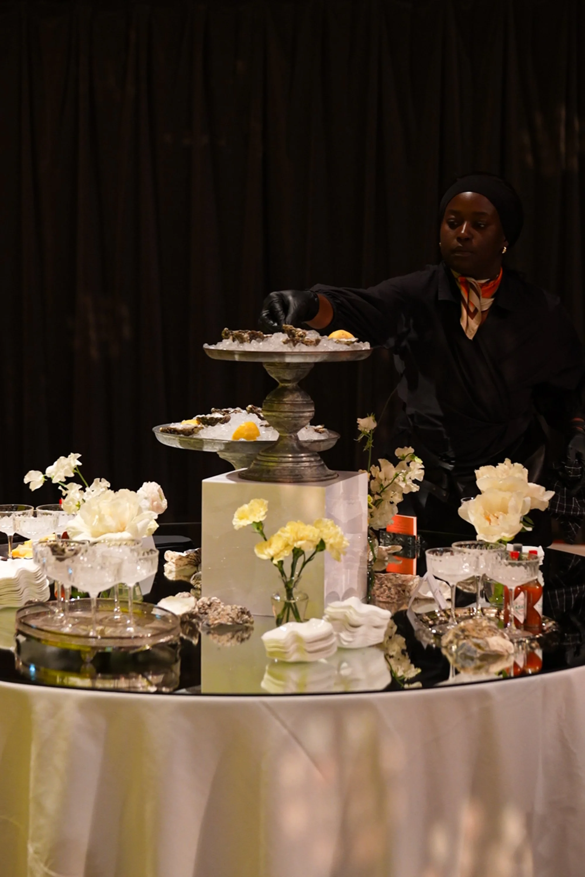 A stunning oyster bar station by London caterers, Dinner Ladies.