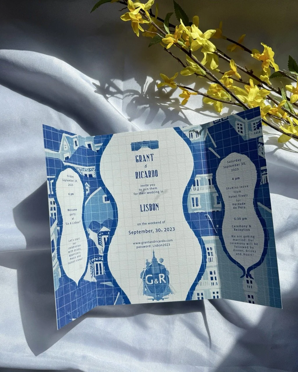 Bespoke wedding stationery with blue watercolour by Bruna Andrade: Studio | Book of Love Directory — Make New Traditions
