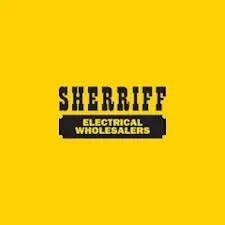 Yellow background with black text reading 'Sheriff Electrical Wholesalers'.