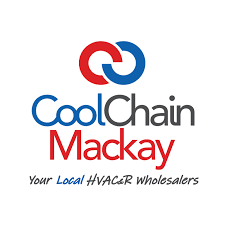 CoolChain Mackay logo with a chain link symbol and the tagline 'Your Local HVAC Wholesalers'