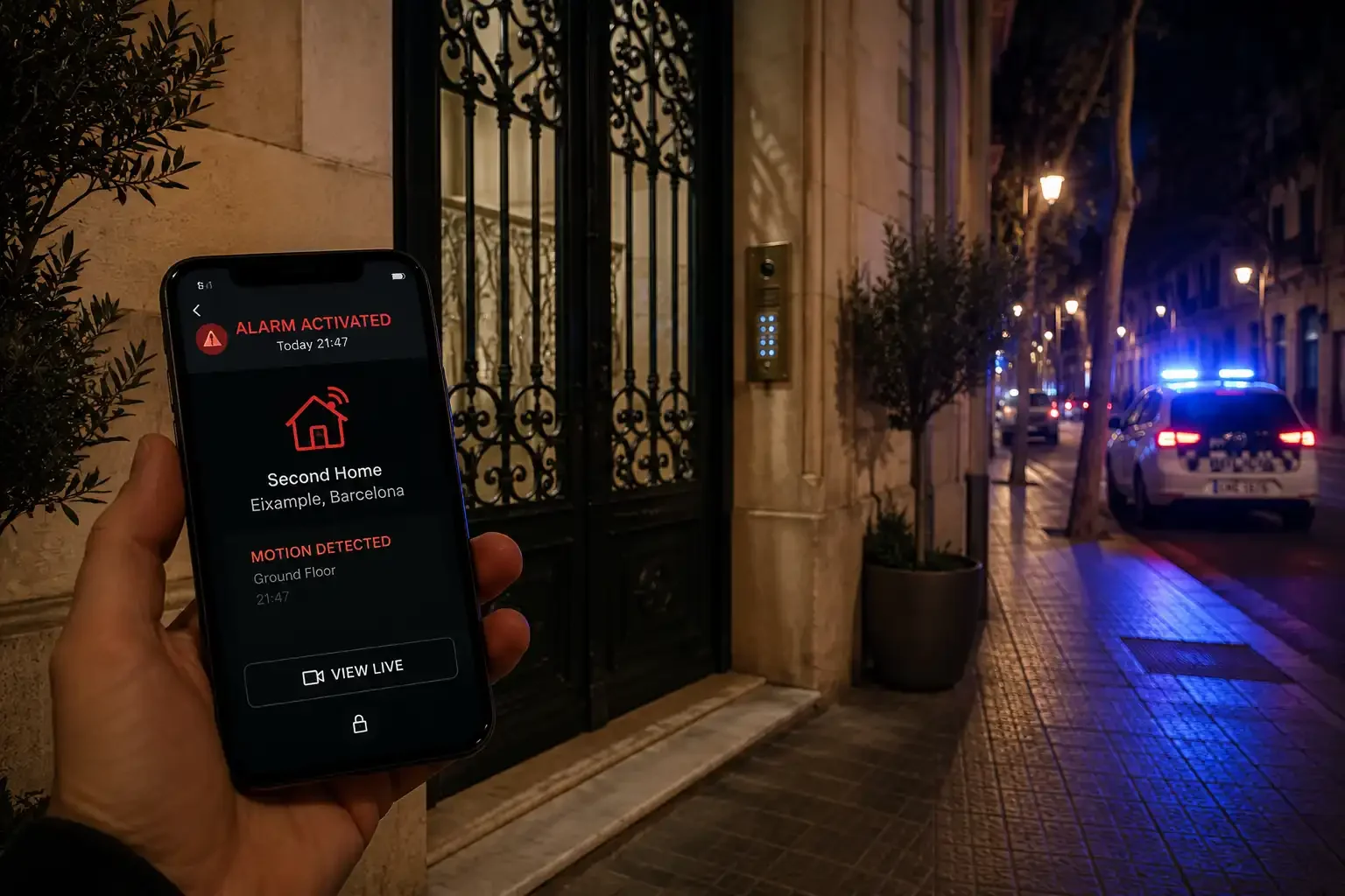 Alerta de alarma en una segunda residencia de Barcelona con respuesta local inmediata y asistencia de emergencia