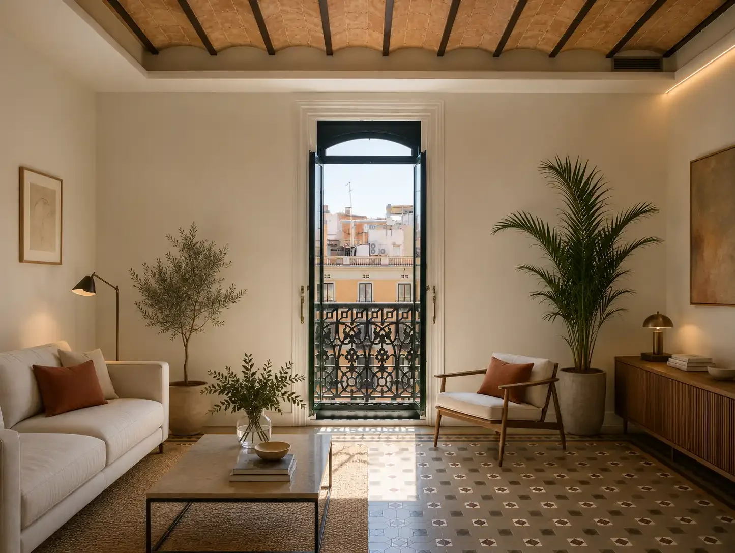 Apartment restored after water damage repairs and insurance coordination in Barcelona.