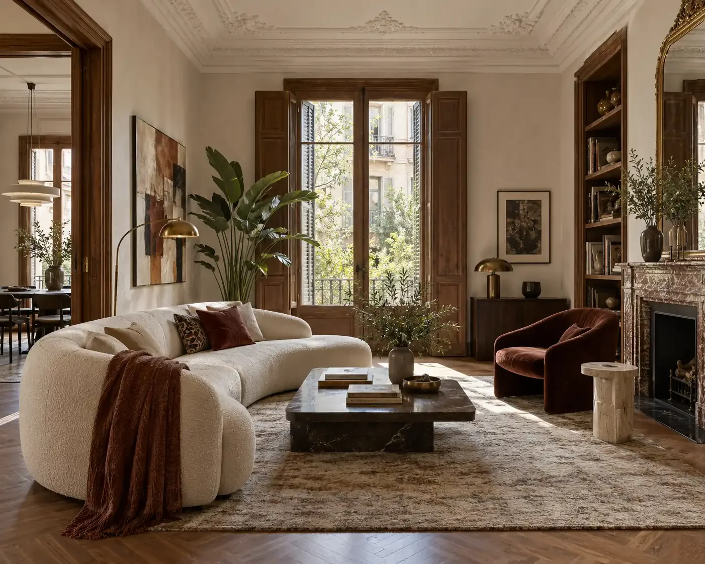 Luxury living room in a professionally managed Barcelona rental apartment.