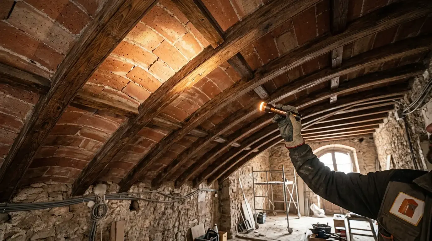 Technical inspection of an older building in Barcelona