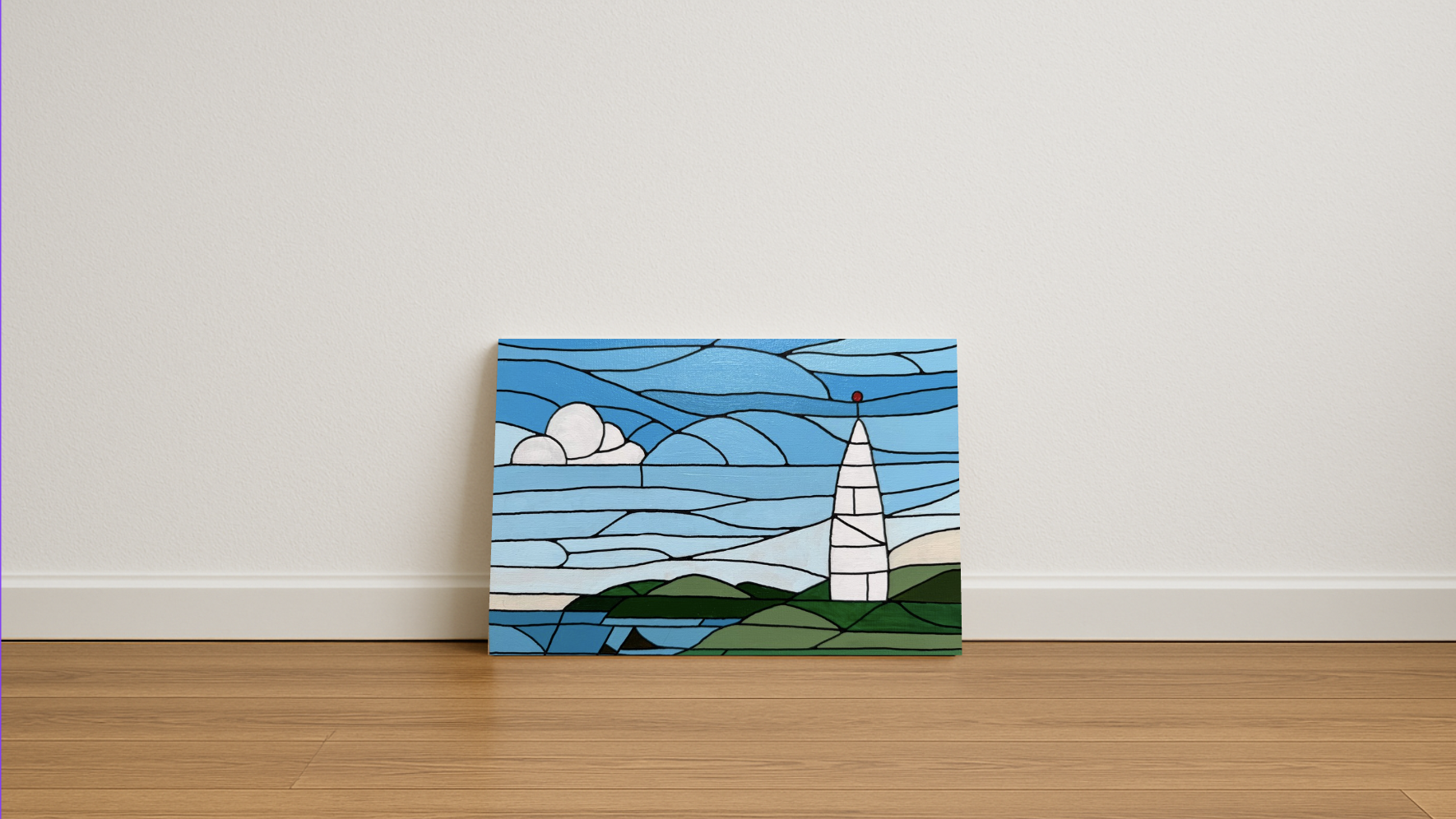 Baltimore Beacon original acrylic painting in stained glass art style