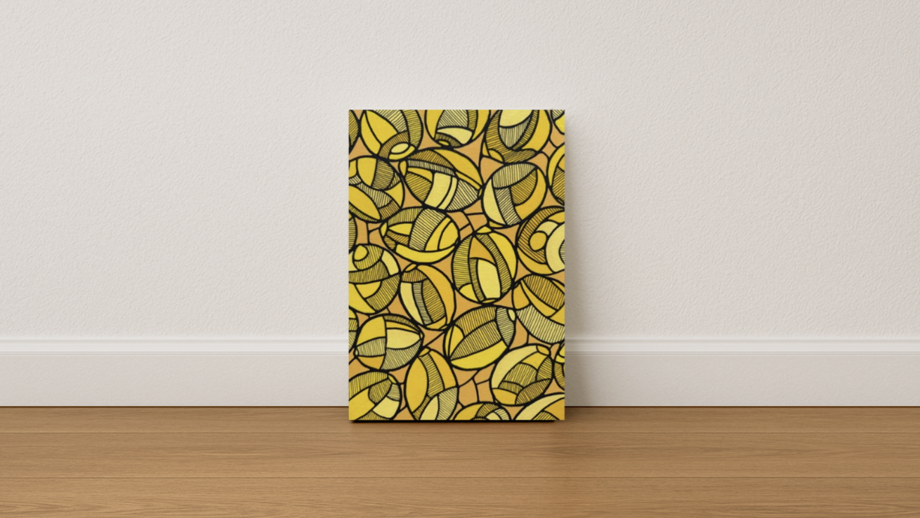 citrus lemons original acrylic painting in a stained glass art style