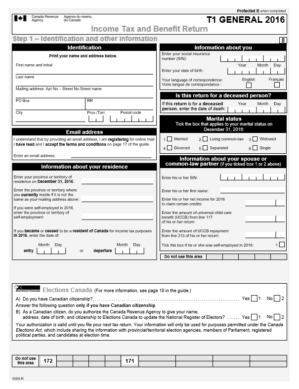 Canada T1 General CRA