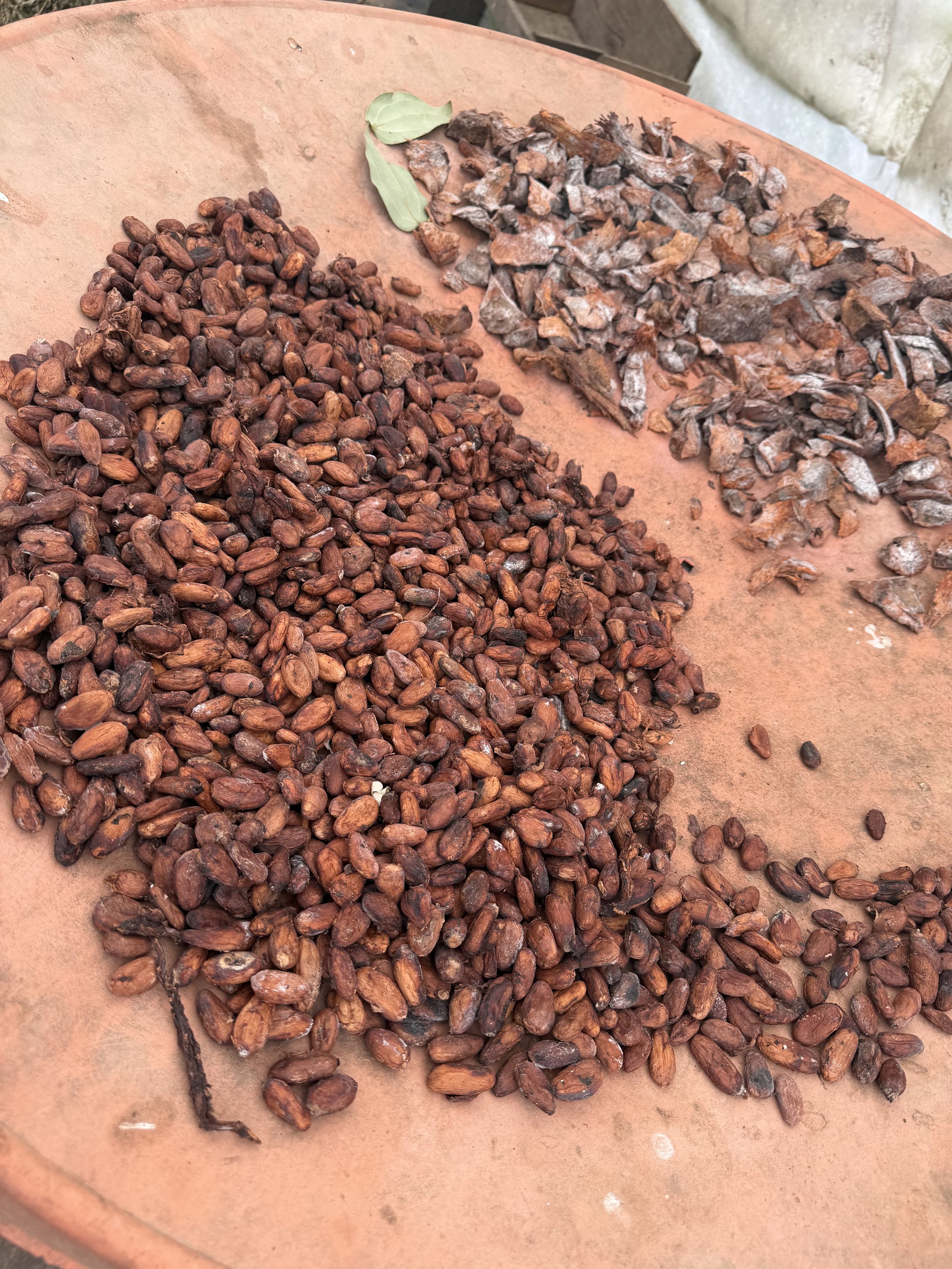 Cloves and dried ginger slices on a rusty metal surface.