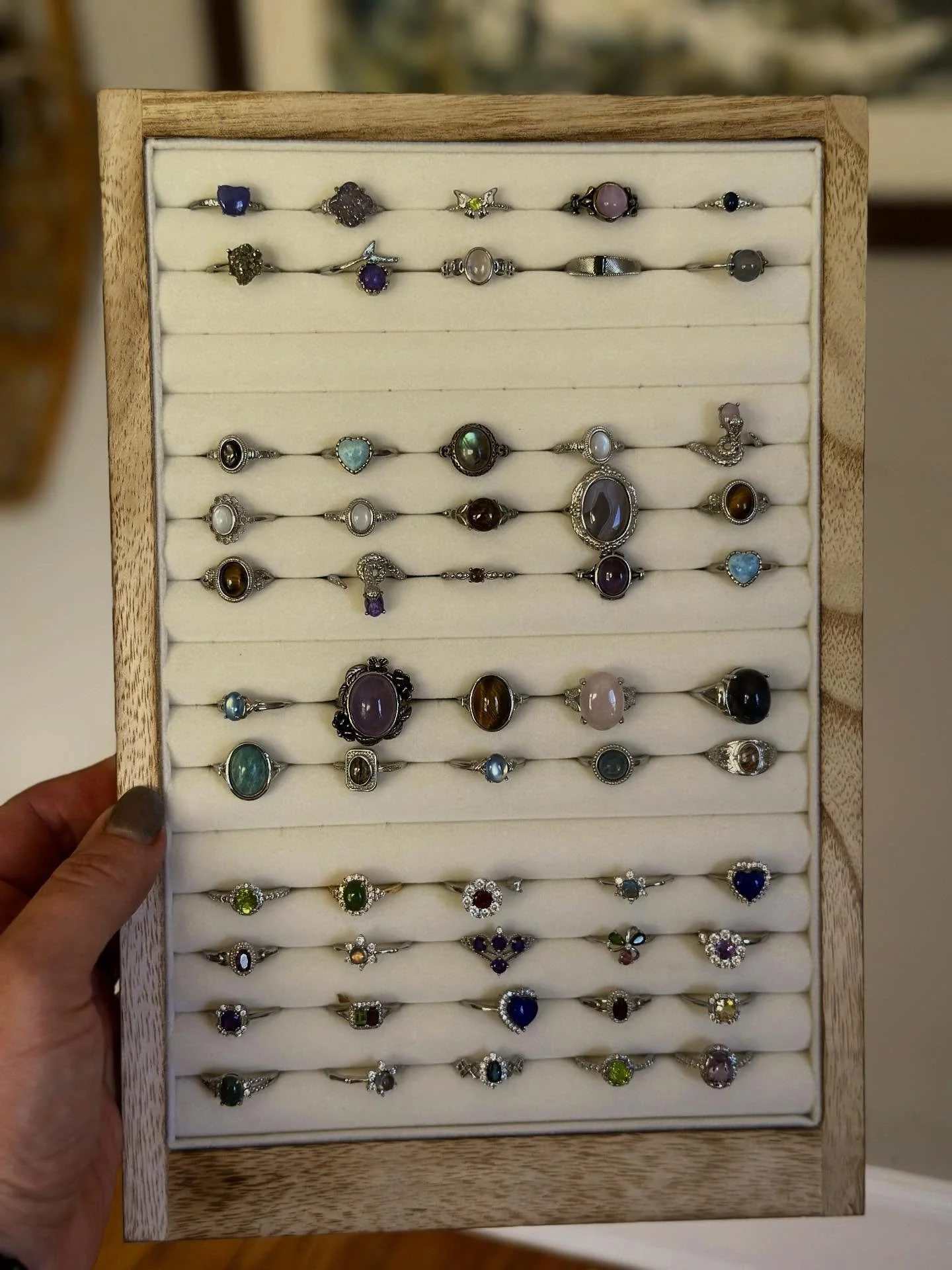 New! Rings will be available at our upcoming pop up at @alvariumbeer on Sunday October 19! Each ring is made with all natural crystals, some with cubic zirconia, and have adjustable bands so anyone can enjoy their favorite style. Priced from $20-40.